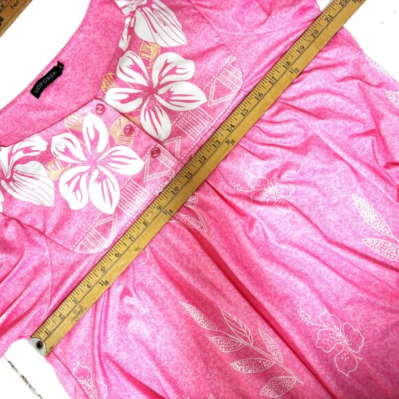 Hawaiian Style Pink Floral MuMu Dress Robe UDFORSK XL EUC - Picture 9 of 10